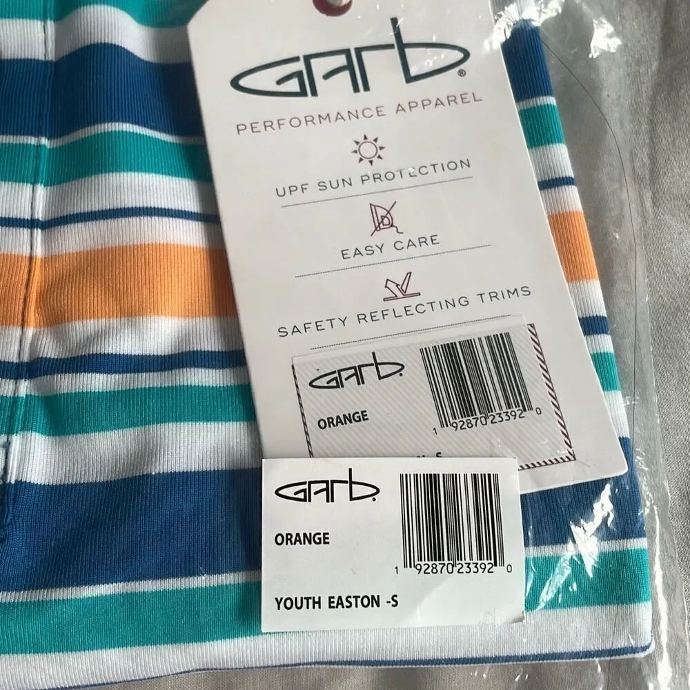 NWT GARB SS Golf/Polo Shirt Easton Orange/Blue Stripe -Size 5-6